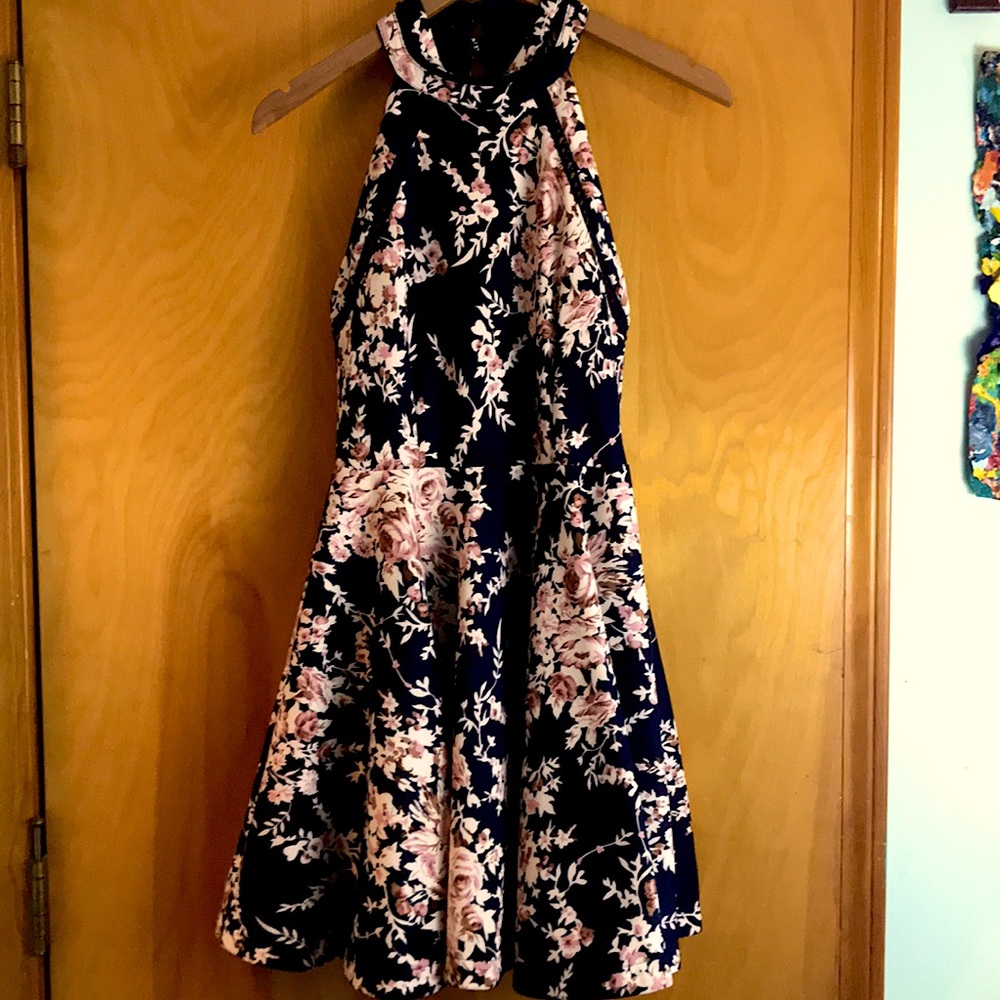 Floral Halter Top Skater Dress